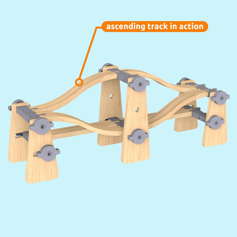 ORBRIUM Premium Wooden Train Ascending Tracks, Pack of 8 Wooden Train Tracks Accessories for Toy Train Set Compatible with All Major Railways Thomas, Brio, IKEA, Melissa and Doug - Image 4